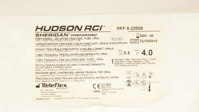 Teleflex 5-22008 Hudson RCI Sheridan Preformed Tracheal Tube 4.0ID x 5.5mmOD (x)